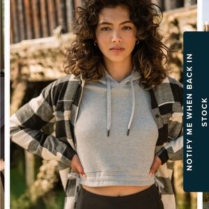 United by Blue EcoKnit™ Cropped Thermal Hoodie Cozy Gray Cropped Sweatshirt